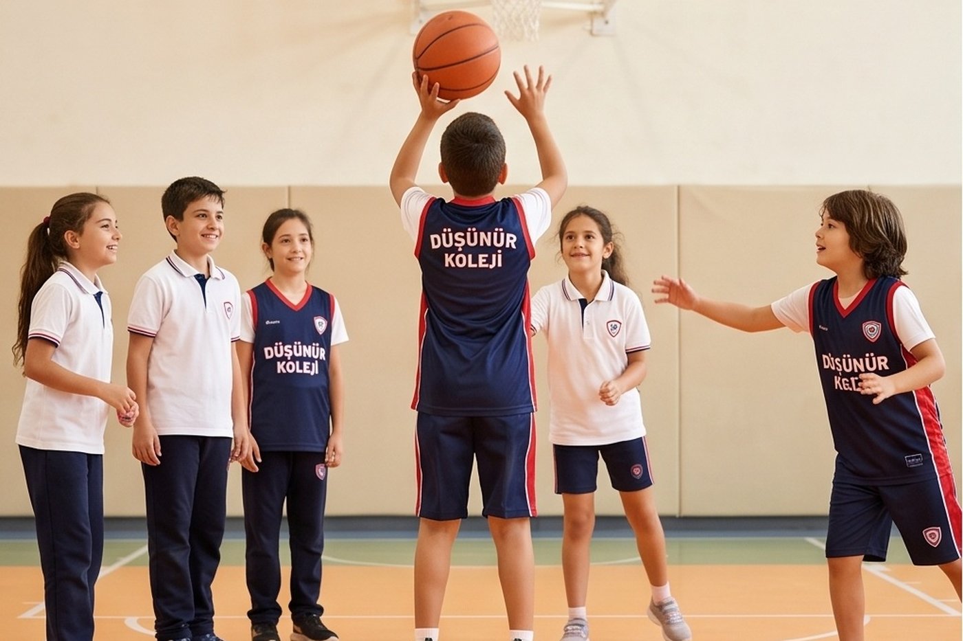 Spor salonunda basket atan öğrencimiz ve arkadaşları